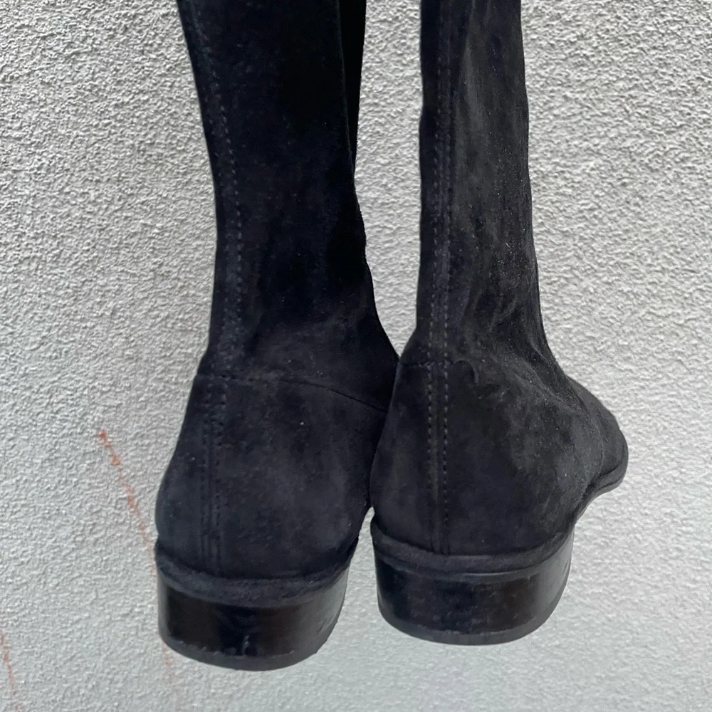 Stuart Weitzman OTK Lowland Boots Shoes Suede Over the Knee Black